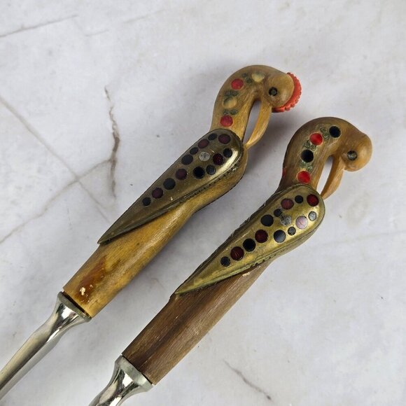 Vintage Haddad Jezzine Silver Plated Fork and Spoon Set Phoenix Bone Handles - Picture 4 of 7